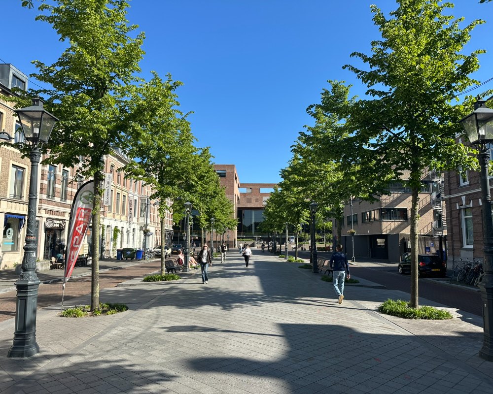 Een drukke winkelstraat in het centrum van Breda